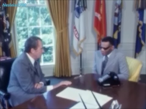 September 15, 1972 - President Richard Nixon meets Ray Charles in the Oval Office, White House