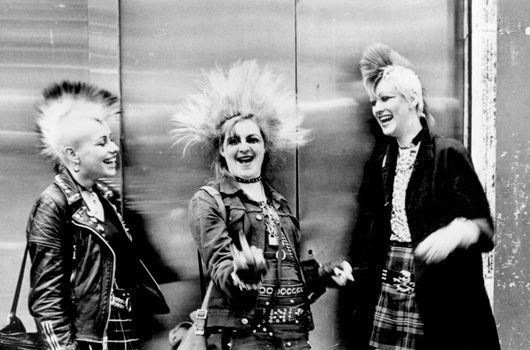 Three punks with mohicans Chelsea Kings Rd London 1970s ® Ted Polhemus, PYMCA