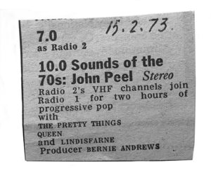 Queen On Air Peel Session Clipping - 300