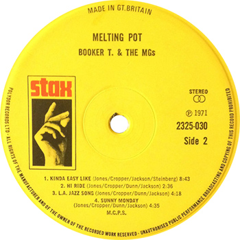 Booker T And The MGs Melting Pot Record Label