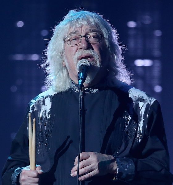 Graeme Edge photo: Kevin Kane/Getty Images For The Rock and Roll Hall of Fame