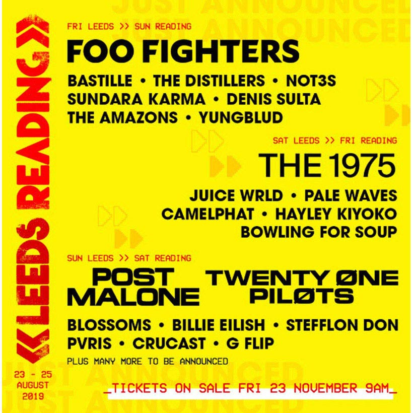 Foo Fighters, The 1975 Confirmed To Headline Reading And Leeds 2019
