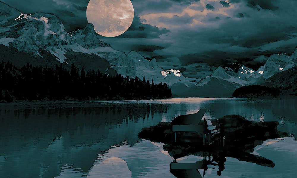 Debussy Clair De Lune - piano in moonlight image