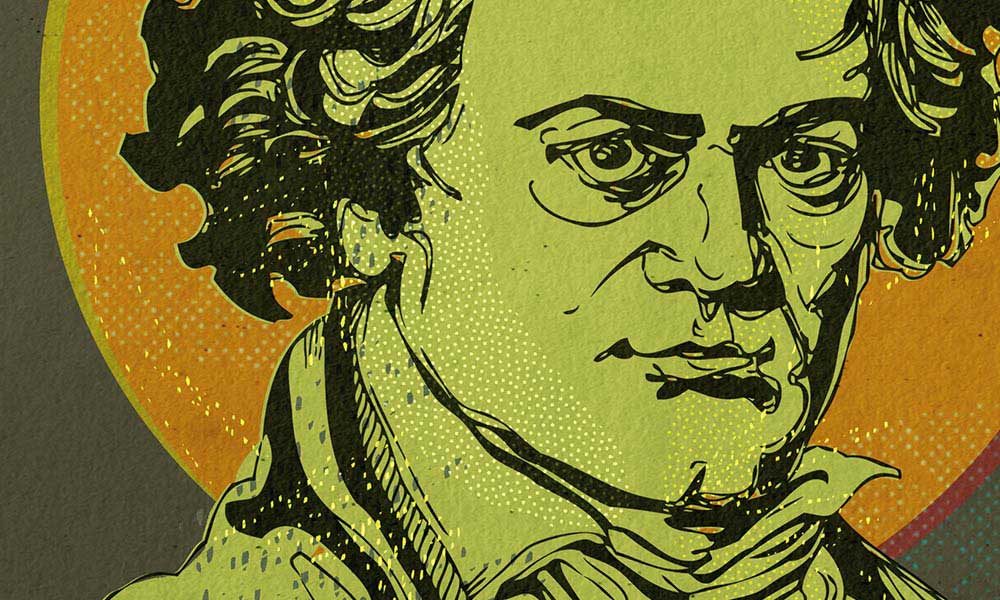 Beethoven composer image - yellow