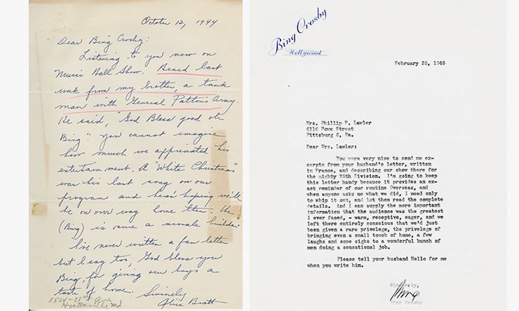 Bing Crosby letters courtesy Decca