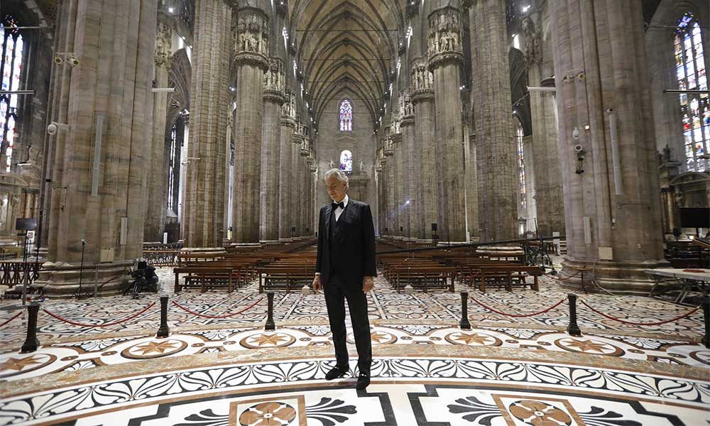 Andrea Bocelli at Milan's Duomo cathedral