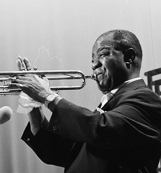 Louis Armstrong, artist known for What a Wonderful World, Playing Trumpet