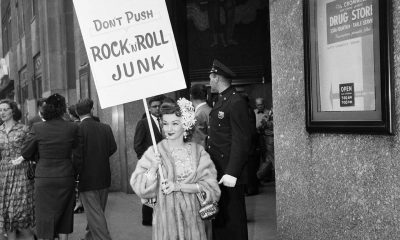 Woman Protesting Rock and Roll Music