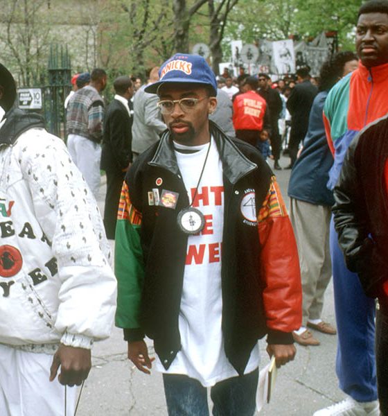 Rapper Flavor Flav, director Spike Lee and Chuck D of the rap group Public Enemy