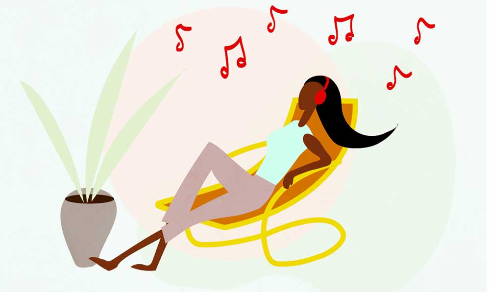 best relaxing classical music - featured image of woman relaxing listening to music