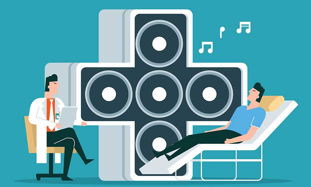 music nhs prescription image of doctor and patient