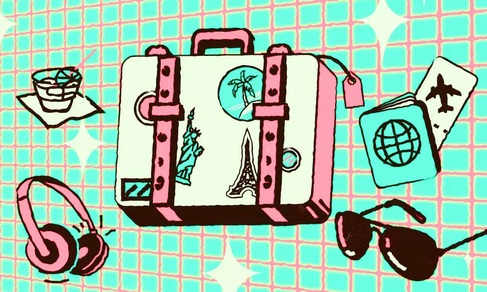 Traveling little boy clipart, Vacation graphics with suitcase and