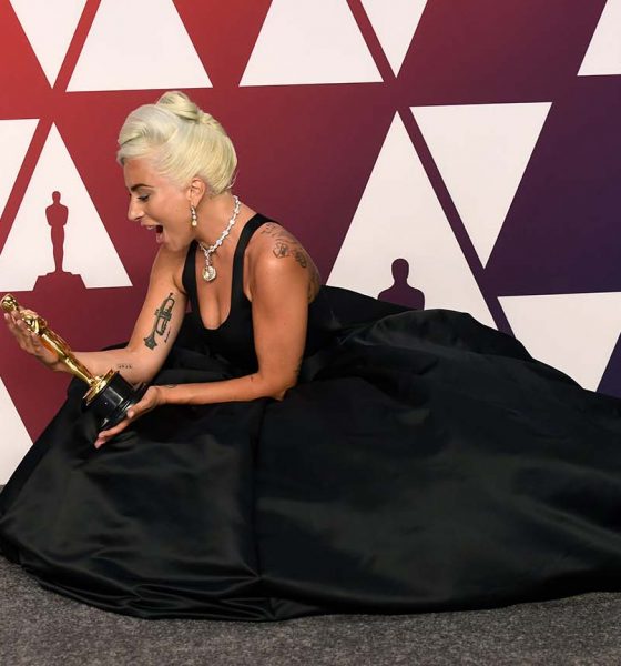 Lady Gaga with her Oscar