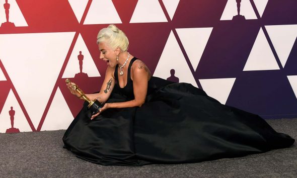 Lady Gaga with her Oscar