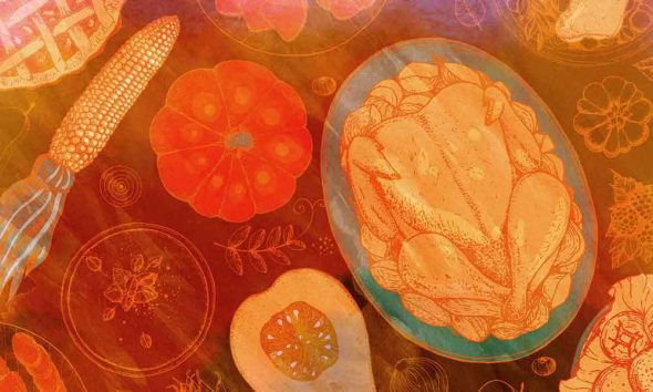 Best Classical Music for Thanksgiving - featured image of dinner table