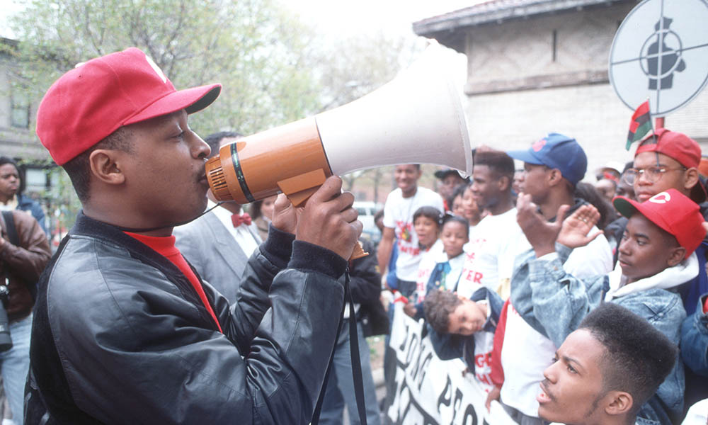 Chuck D of Public Enemy at the Fight The Power video shoot