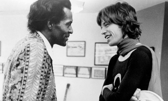 Mick Jagger of The Rolling Stones with rock and blues musician Chuck Berry