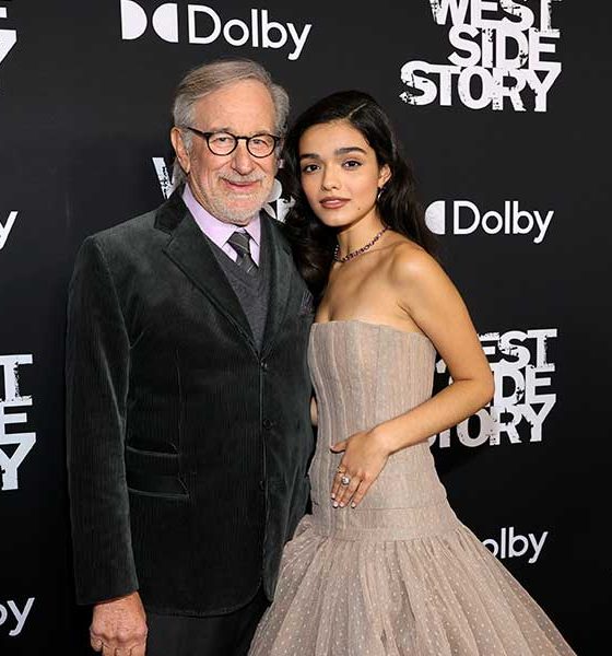 Photo of Steven Spielberg and Rachel Zegler at West Side Story premiere