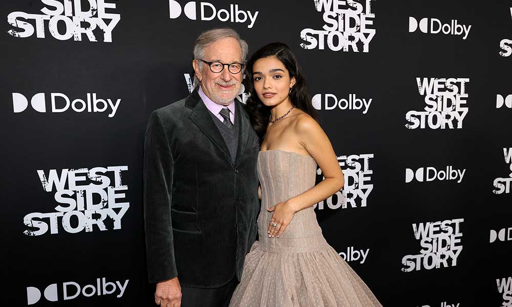 Photo of Steven Spielberg and Rachel Zegler at West Side Story premiere