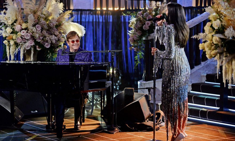 Elton John and Dua Lipa photo: Courtesy: David M. Benett/Getty Images for the Elton John AIDS Foundation