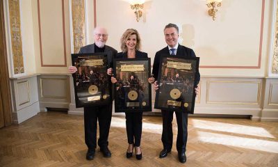 John Williams and Anne Sophie Mutter photo with gold disc