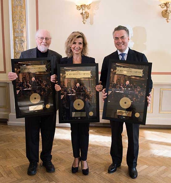 John Williams and Anne Sophie Mutter photo with gold disc