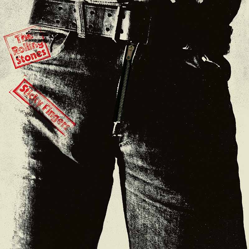 The Rolling Stones Sticky Fingers album cover, concept by Andy Warhol
