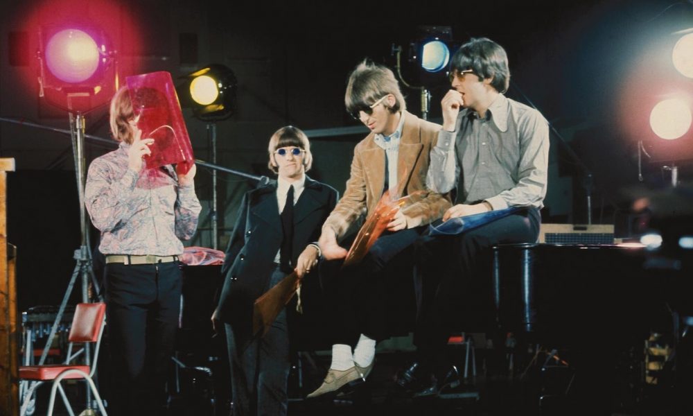 The Beatles in Abbey Road Studios during filming of the 'Paperback Writer' and 'Rain' promotional films, May 19, 1966. Credit: © Apple Corps Ltd.