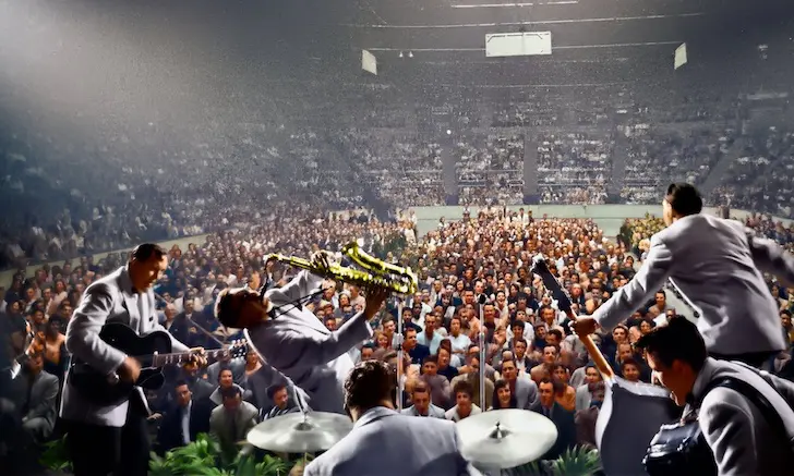 Bill Haley and his Comets in 1956. Photo: Bill Haley Jr on stage. Photo: Bill Haley Jr Archive