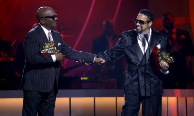 Jerome Benton and Morris Day of The Time accept the Legend Award at the BET Soul Train Awards. Photo: Frazer Harrison/Getty Images