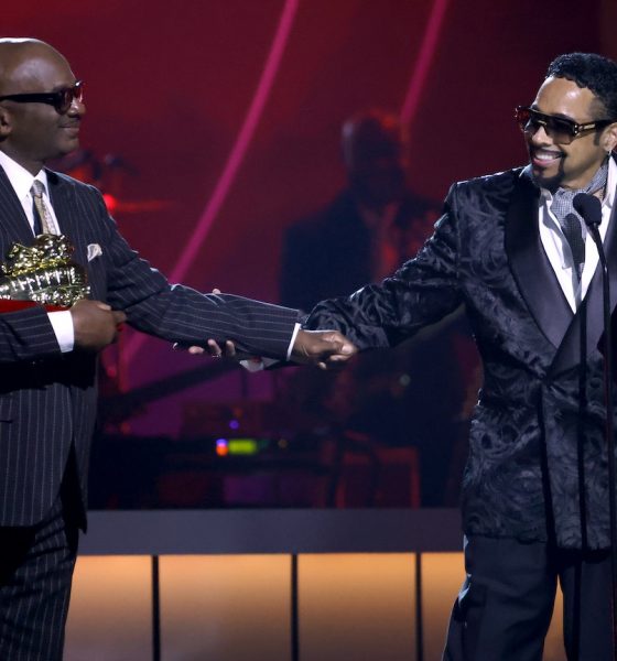 Jerome Benton and Morris Day of The Time accept the Legend Award at the BET Soul Train Awards. Photo: Frazer Harrison/Getty Images