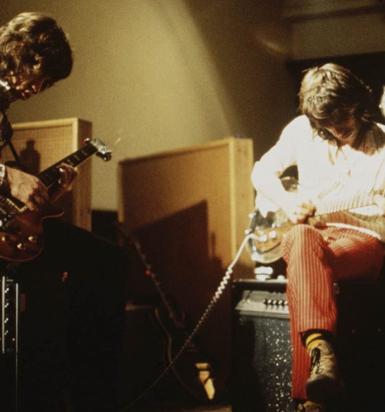 Mick Jagger and Keith Richards of the Rolling Stones during the Sympathy for the Devil sessions
