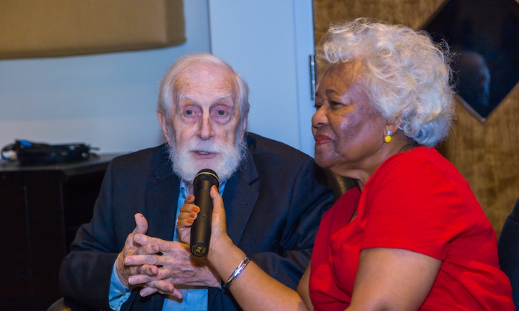 Jim Stewart with fellow Stax alumnus Deanie Parker at the Stax Museum in 2018. Photo: Stax Museum