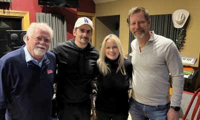 Left to right: Bill Simmons (management company The AMG), Brad Paisley, Cindy Mabe (UMGN), Kendal Marcy (The AMG). Photo courtesy of UMGN