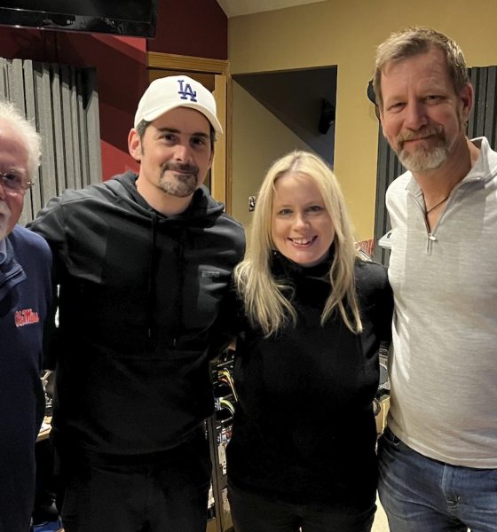 Left to right: Bill Simmons (management company The AMG), Brad Paisley, Cindy Mabe (UMGN), Kendal Marcy (The AMG). Photo courtesy of UMGN