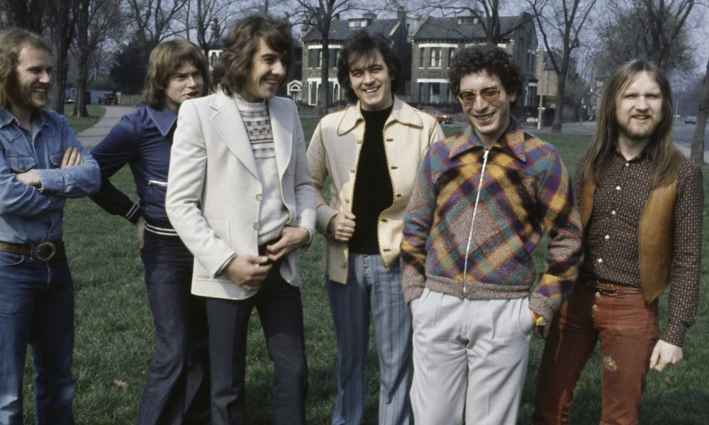 Keith Reid (second from right) with Procol Harum in 1974. Photo: Michael Putland/Getty Image