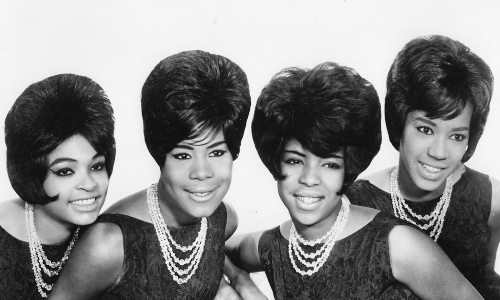 Katherine Anderson (far right) with her fellow Marvelettes, Wanda Young, Gladys Horton, and Georgeanna Tillman, in 1964. Photo: Gilles Petard/Redferns
